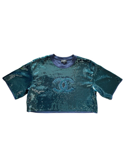 Image of Chanel Purple Sequins Croped T-Shirt