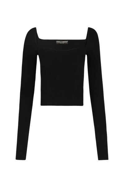 Image of Dolce & Gabbana Black Full-fashioned Viscose Sweater
