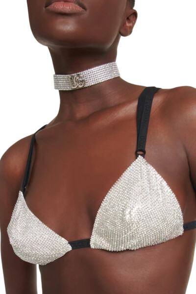 Image 2 of Dolce & Gabbana Crystal-embellished bra in silver