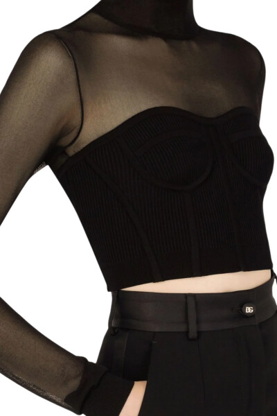 Image 3 of Dolce & Gabbana Black Cropped Bustier Jumper
