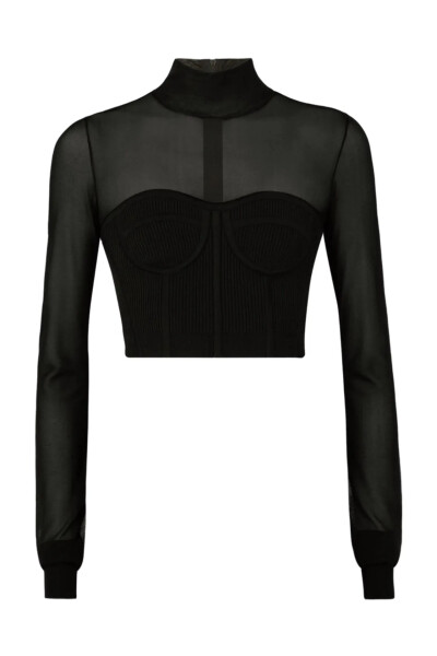 Image of Dolce & Gabbana Black Cropped Bustier Jumper