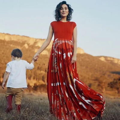 Image 4 of Hermes Orange Pleated Sleevless Dress