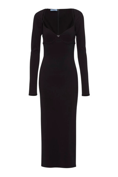 Image of Prada Black Stretch Jersey Mini Dress