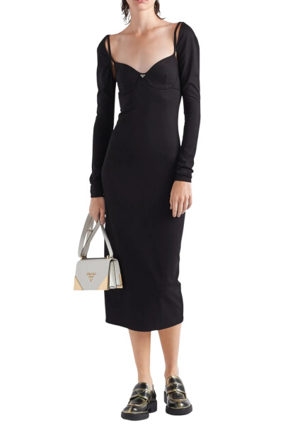 Image 2 of Prada Black Stretch Jersey Mini Dress