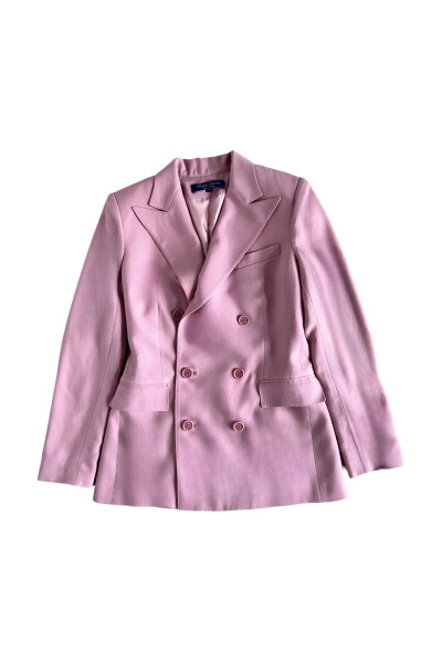 Image of Ralph Lauren Pink Double-Breasted Cashmere Blazer