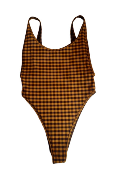 Image 2 of Fendi Brown Vichy Reversible One-piece FF Swimsuit