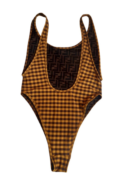 Image 3 of Fendi Brown Vichy Reversible One-piece FF Swimsuit