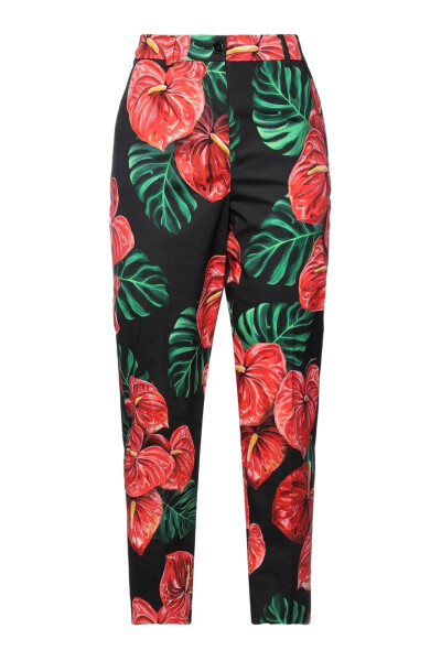 Image of Dolce & Gabbana Multicolor Floral Print Casual Pants