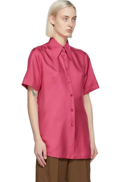 Image 2 of Gucci Pink Silk Short Sleeve Shirt