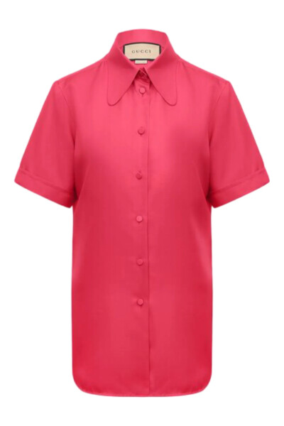 Image of Gucci Pink Silk Short Sleeve Shirt