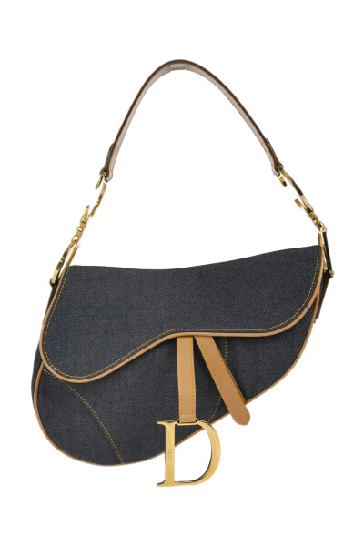 Image of Dior Vintage Blue Denim Saddle Bag