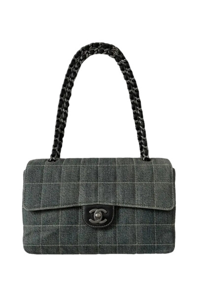 Image 3 of Chanel Vintage Blue Denim Chocolate Bar Single Flap Bag