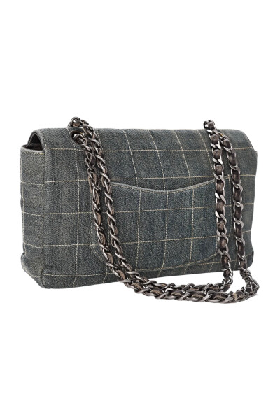 Image 4 of Chanel Vintage Blue Denim Chocolate Bar Single Flap Bag