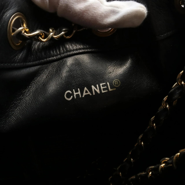 Chanel Vintage Black Quilted Bucket Crossbody Bag Black