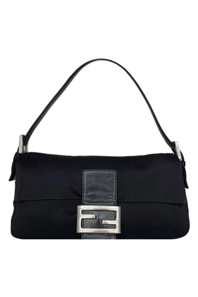 Image of Fendi Black Baguette Bag In Nylon