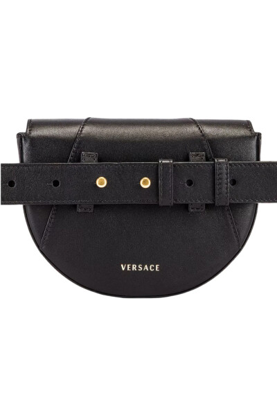 Image 6 of Versace Black Virtus Convertible Leather Logo Belt Bag