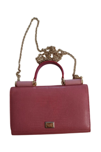 Image 2 of Dolce & Gabbana Red Leather Miss Sicily Von Wallet on Chain