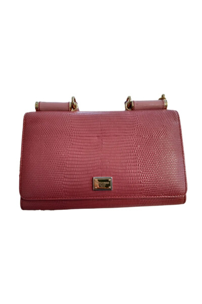 Image of Dolce & Gabbana Red Leather Miss Sicily Von Wallet on Chain