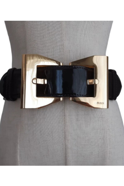 Image 3 of Gucci Black 2010 Double-Buckle Patent-Finish Belt