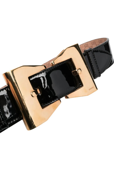 Image 2 of Gucci Black 2010 Double-Buckle Patent-Finish Belt