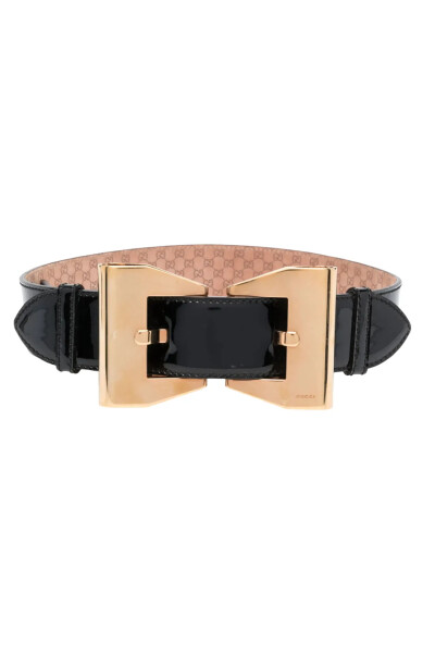 Image of Gucci Black 2010 Double-Buckle Patent-Finish Belt