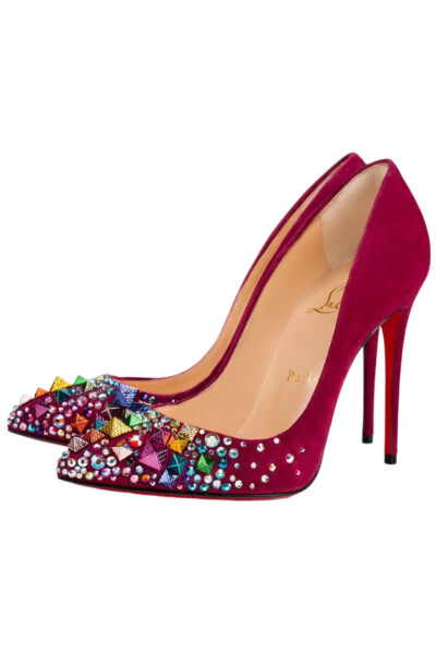 Image 3 of Christian Louboutin Burgundy suede shoes Keopump 100