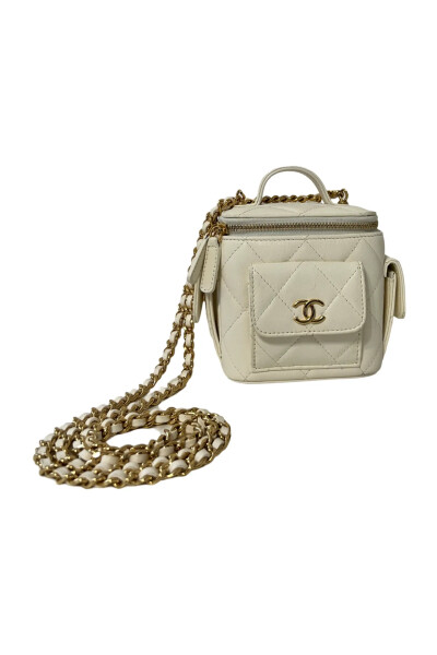 Image 2 of Chanel White Quilted Leather Cube Vanity Mini Bag