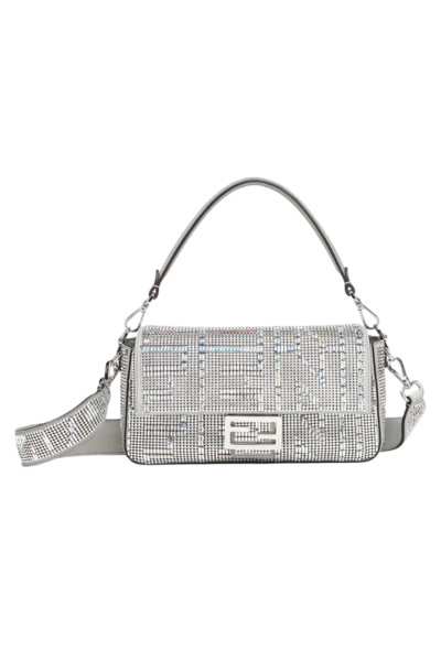 Image of Fendi Silver by Marc Jacobs Baguette Bag with Crystals