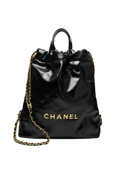 Image of Chanel Black Leather 22 Backpack