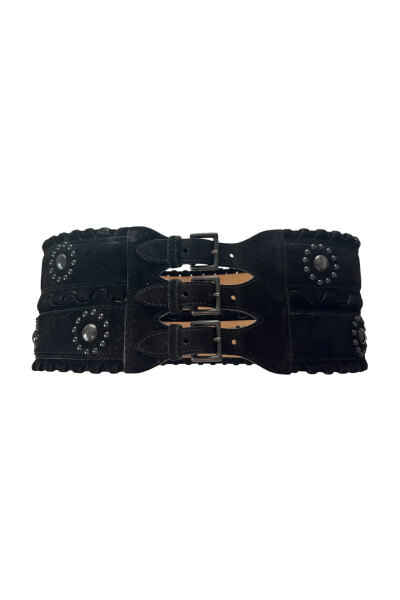 Image of ALAIA Black Suede Belt