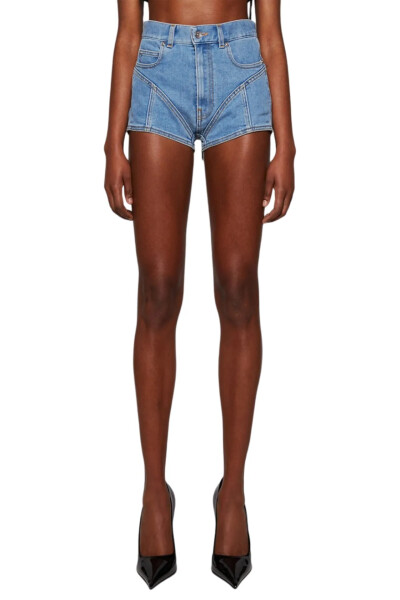 Image 3 of MUGLER Blue Bi-Material Spiral Shorts