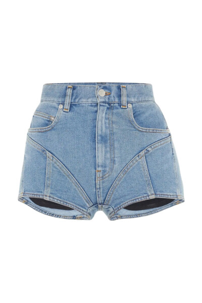 Image of MUGLER Blue Bi-Material Spiral Shorts