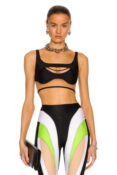 Image 2 of MUGLER Black Sheer Tulle Sports Bra