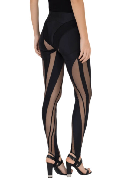 Image 5 of MUGLER Black Leggings with mesh inserts and cuffs