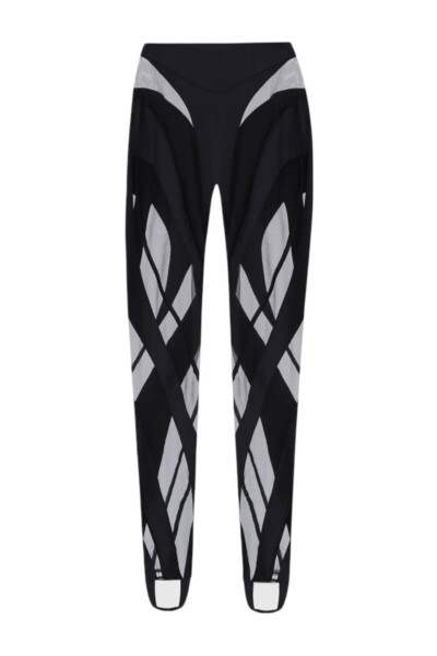 Image of MUGLER Black Leggings with mesh inserts and cuffs