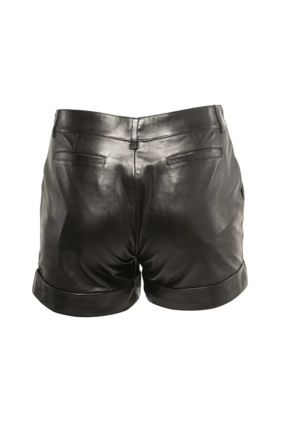 Image 2 of Saint Laurent Black Leather High Waist Mini Shorts