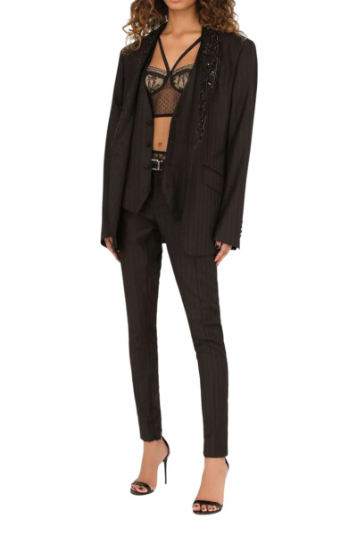 Image 2 of Dolce & Gabbana Black pinstriped tailored trousers