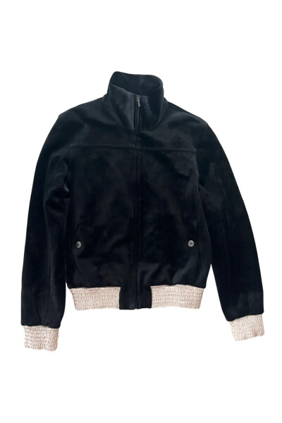 Image 2 of Chanel Black Velvet Track Zip Jacket