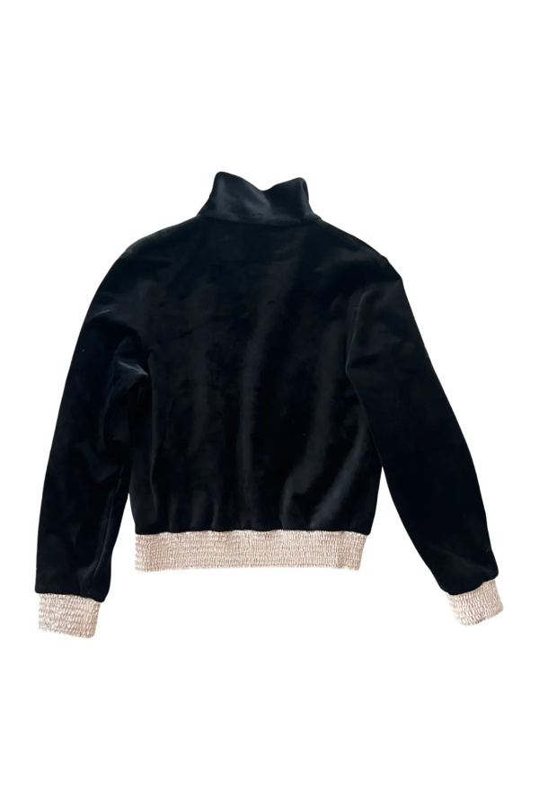 Chanel Black Velvet Track Zip Jacket Black