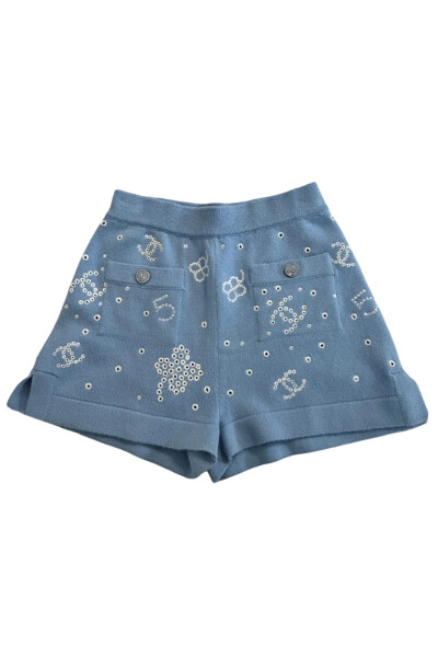 Image of Chanel Light Blue Cashemir Shorts