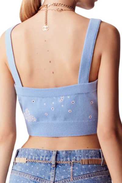 Image 4 of Chanel Light Blue Cashemir Crop Top