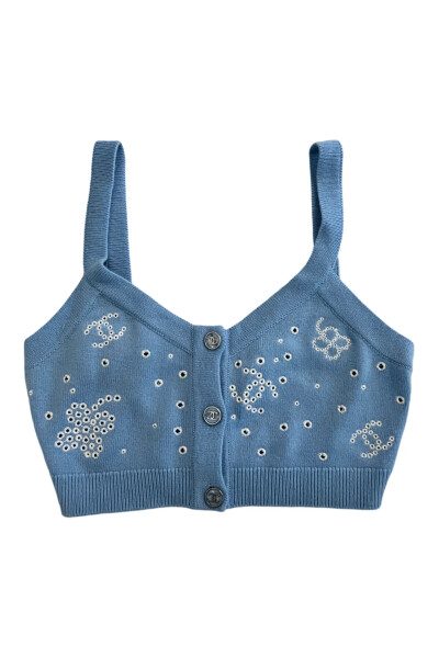 Image of Chanel Light Blue Cashemir Crop Top