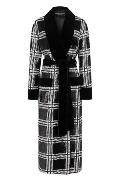 Image of Dolce & Gabbana Black and white sequin coat