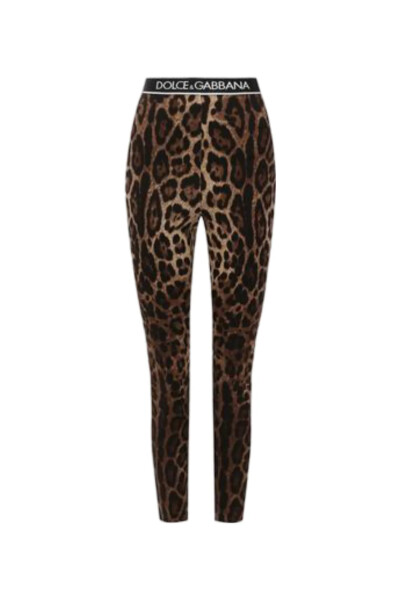 Image of Dolce & Gabbana Brown Leopard Leggins