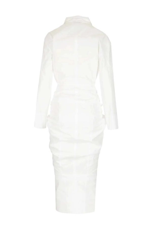 ALAIA White Gathered Midi Dress White