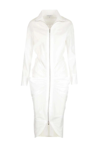 Image of ALAIA White Gathered Midi Dress