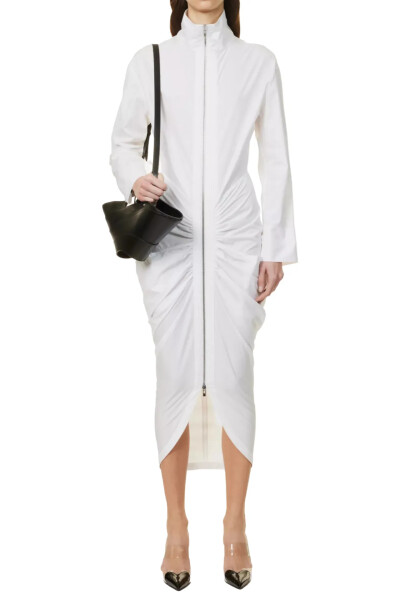 Image 4 of ALAIA White Gathered Midi Dress