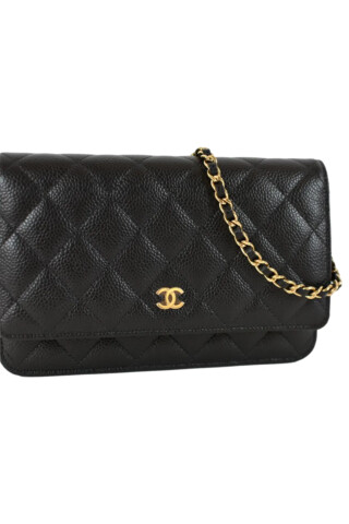 Chanel Black WOC Lambskin wallet on chain Black