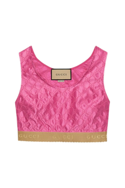 Image of Gucci Fuchsia Gg Embroidered Silk Duchesse Top