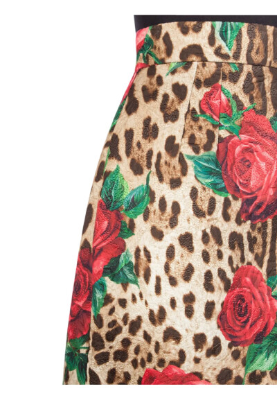 Image 5 of Dolce & Gabbana Brown Leopard Rose Print Mini Skirt